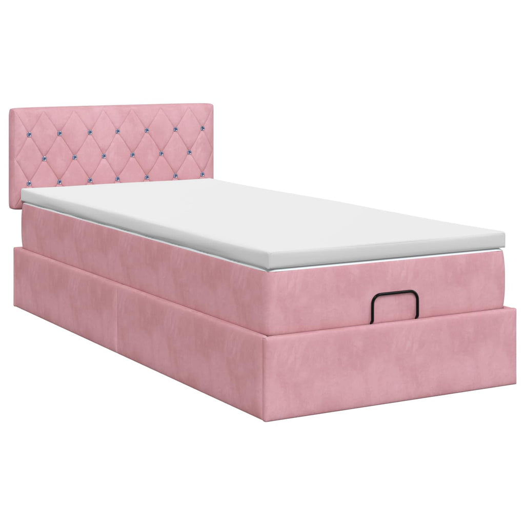 vidaXL Łóżko ottoman z materacem Z zagłówkiem różowy 80 x 200 cm Welur