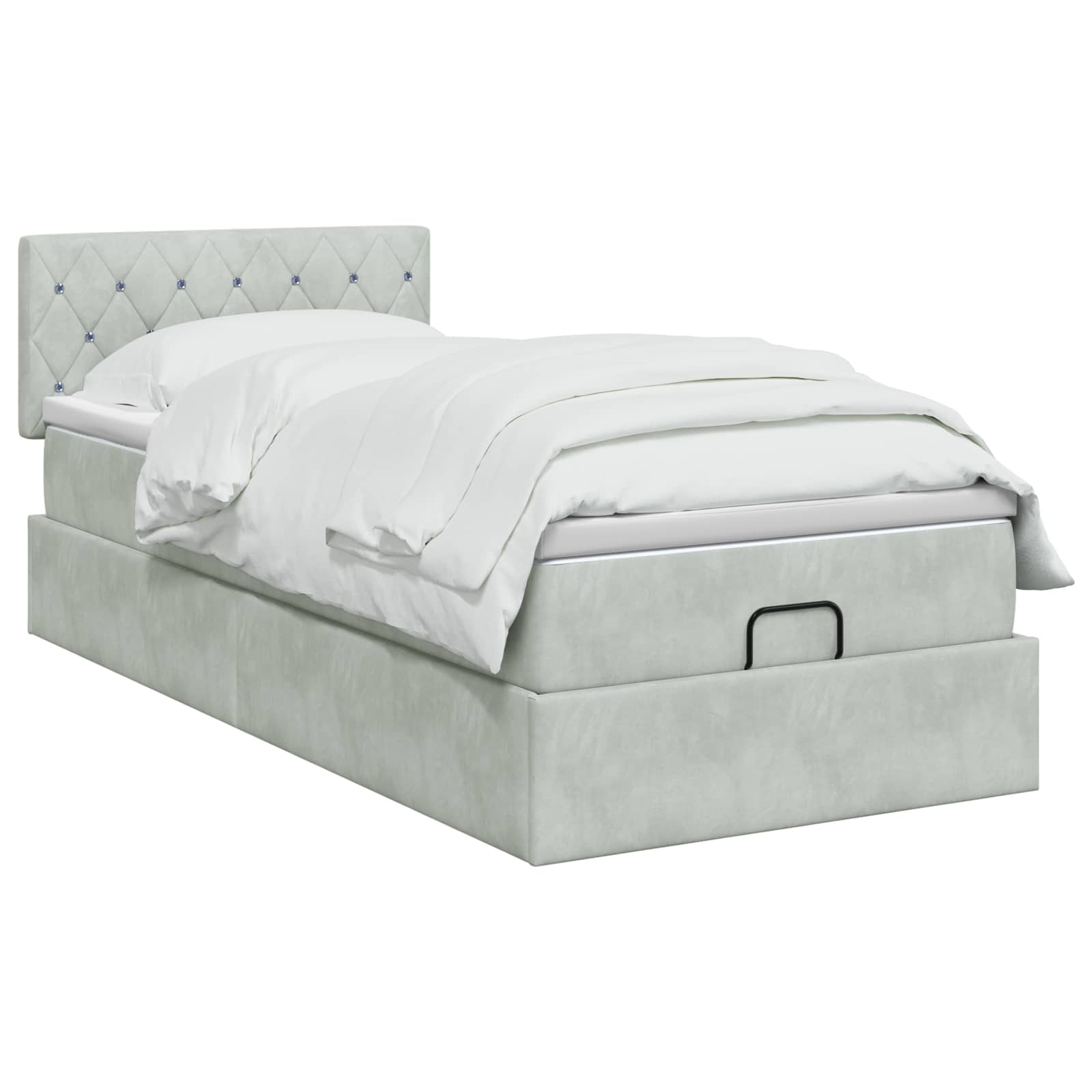 vidaXL Łóżko ottoman z materacem jasnoszary 90 x 190 cm Welur