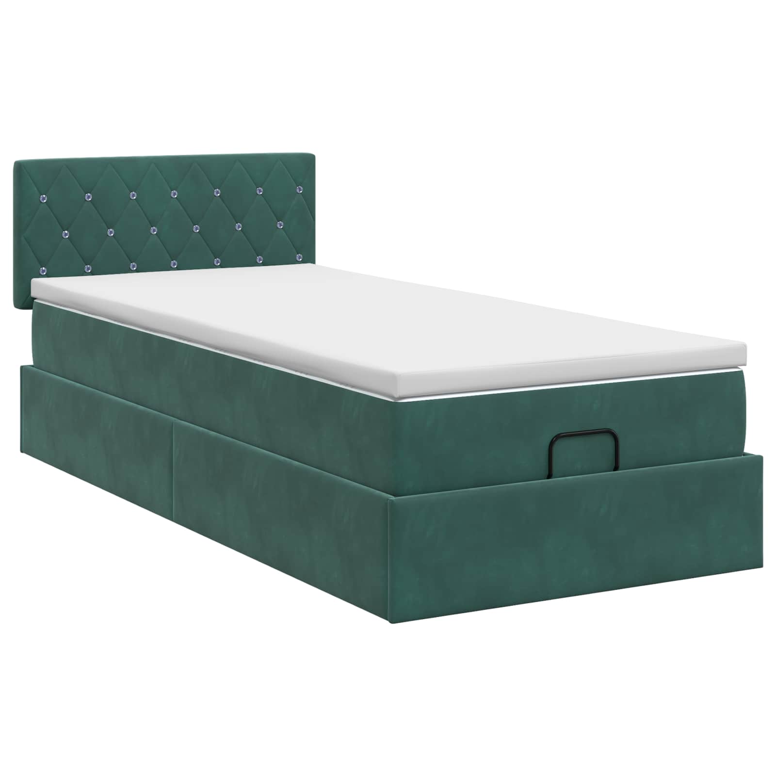 vidaXL Łóżko ottoman z materacem Ciemnozielony 90 x 190 cm Welur