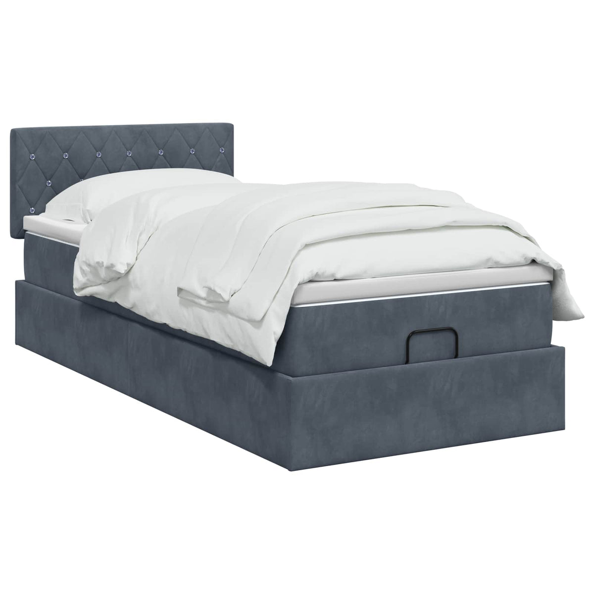 vidaXL Łóżko ottoman z materacem ciemnoszary 100 x 200 cm Welur