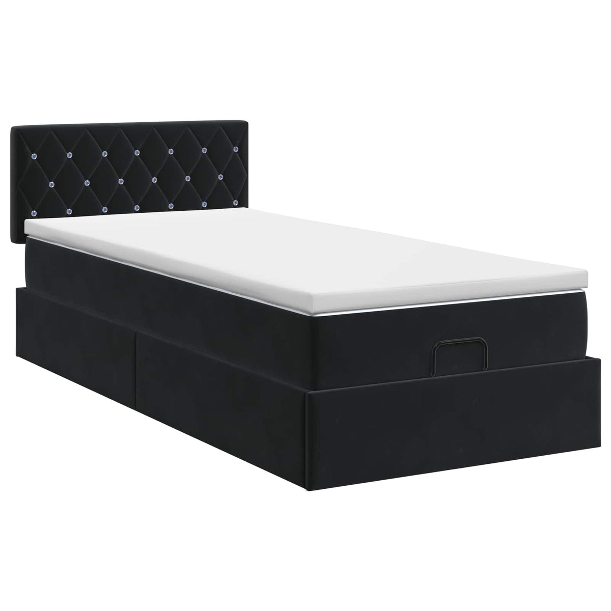 vidaXL Łóżko ottoman z materacem Czarny 100 x 200 cm Welur