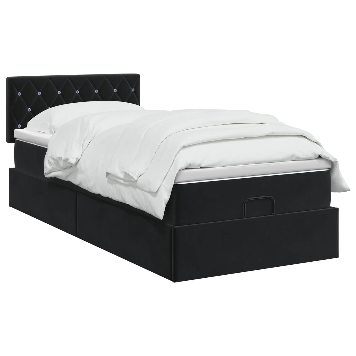 vidaXL Łóżko ottoman z materacem Czarny 100 x 200 cm Welur