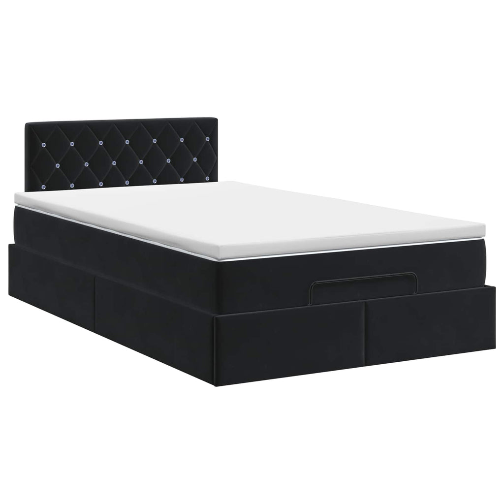 vidaXL Łóżko ottoman z materacem Czarny 120 x 200 cm Welur
