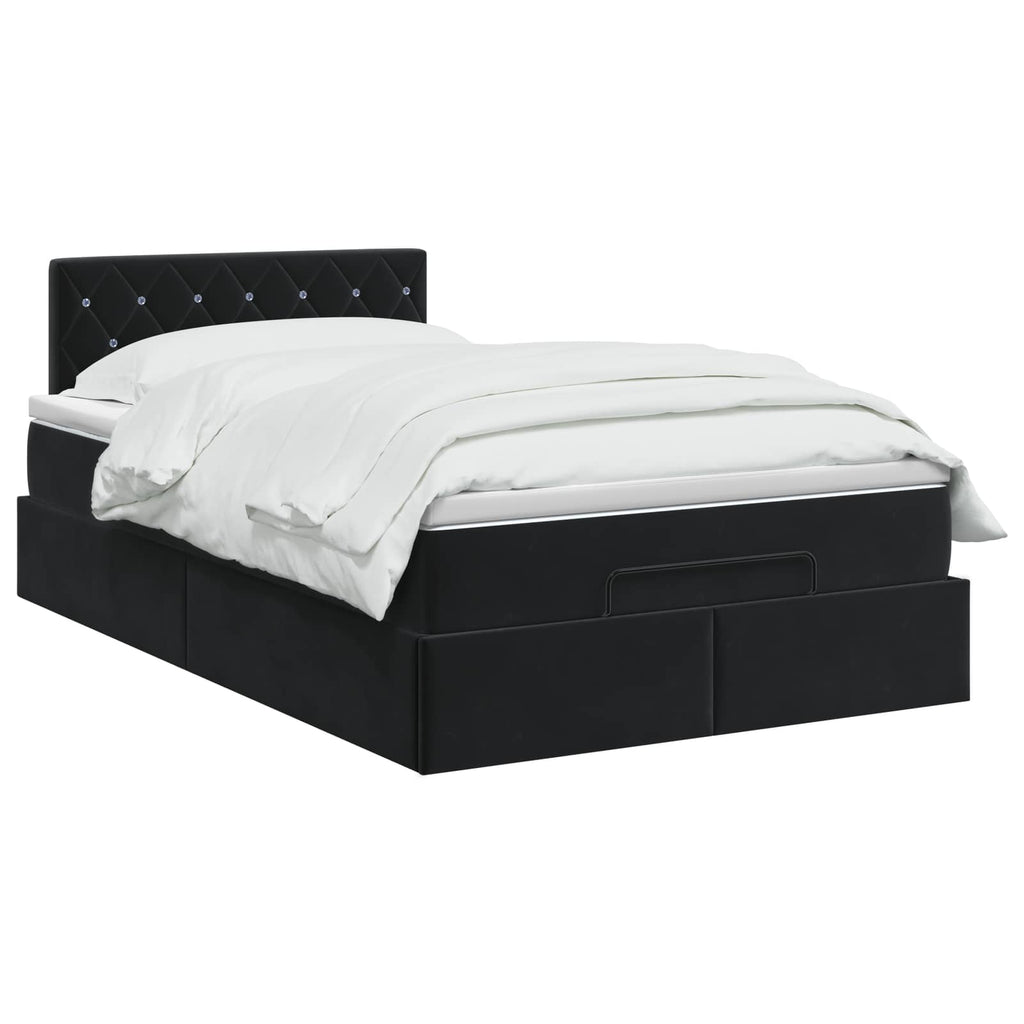 vidaXL Łóżko ottoman z materacem Czarny 120 x 200 cm Welur