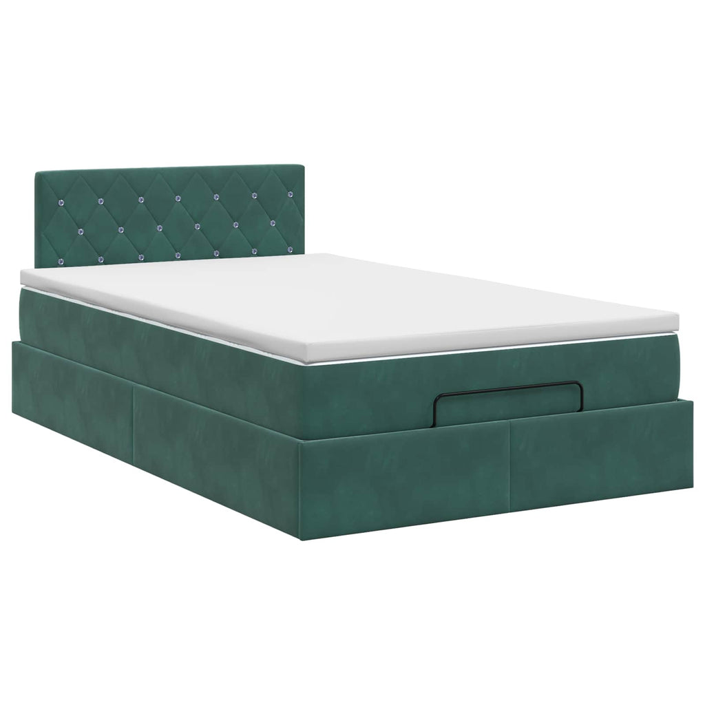 vidaXL Łóżko ottoman z materacem Ciemnozielony 120 x 200 cm Welur