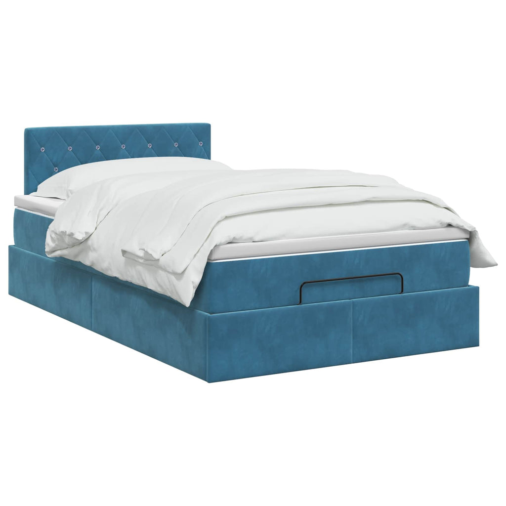 vidaXL Łóżko ottoman z materacem Ciemnoniebieski 120 x 200 cm Welur