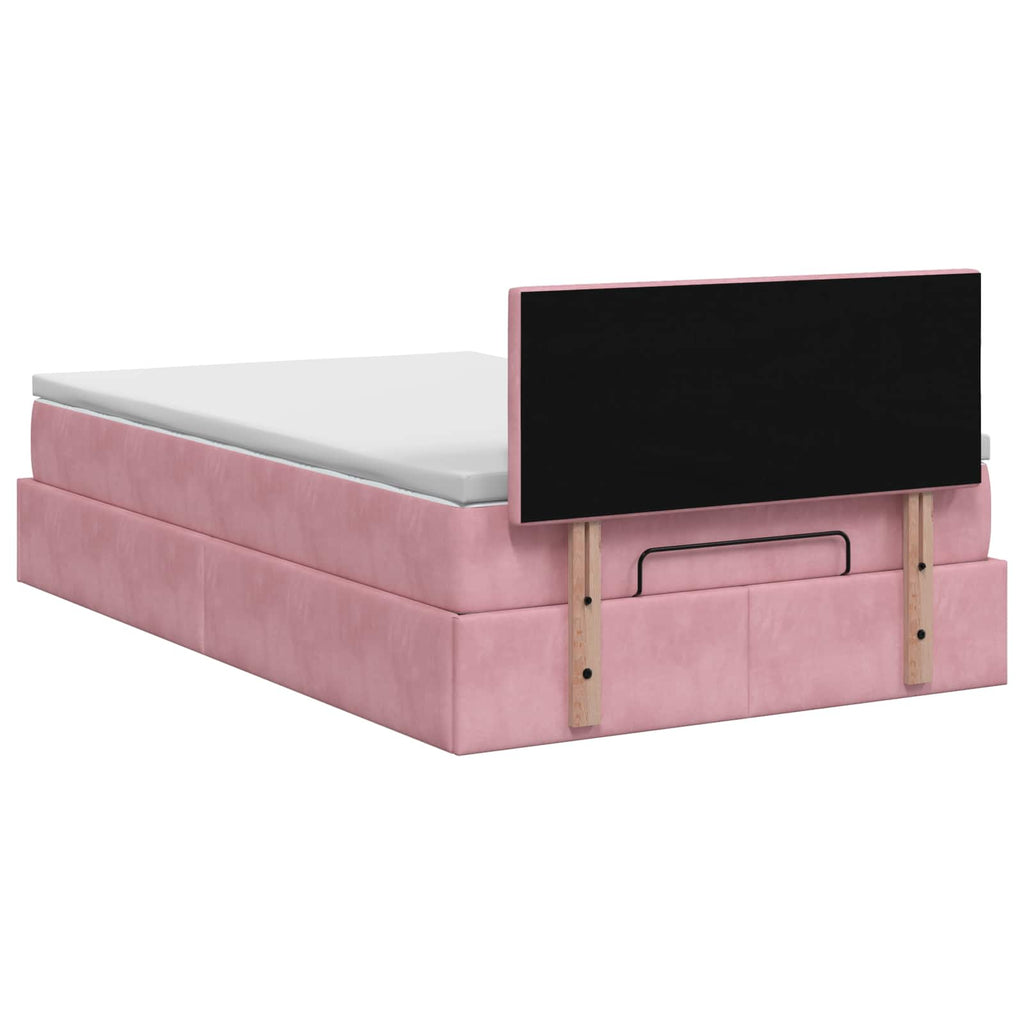 vidaXL Łóżko ottoman z materacem różowy 120 x 200 cm Welur