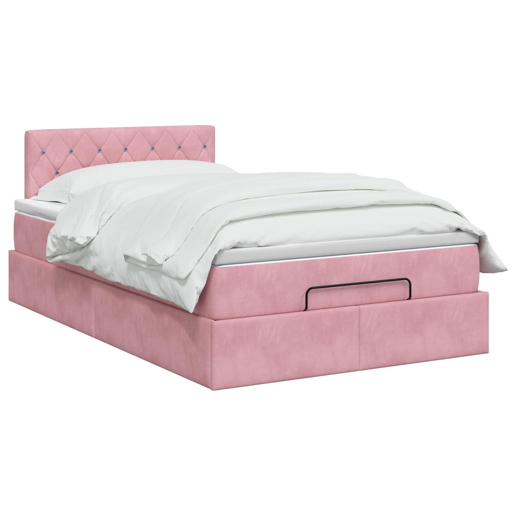vidaXL Łóżko ottoman z materacem różowy 120 x 200 cm Welur