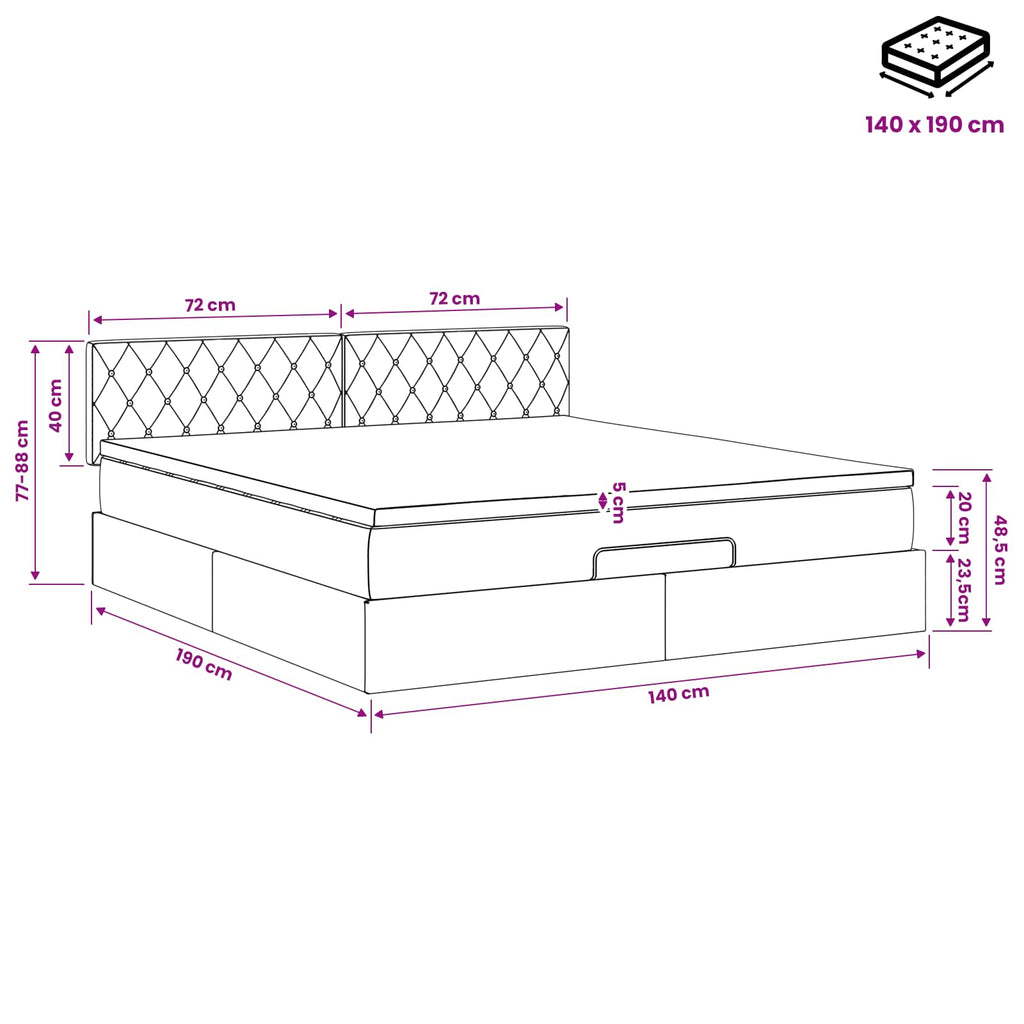 vidaXL Łóżko ottoman z materacem Ciemnozielony 140 x 190 cm Welur