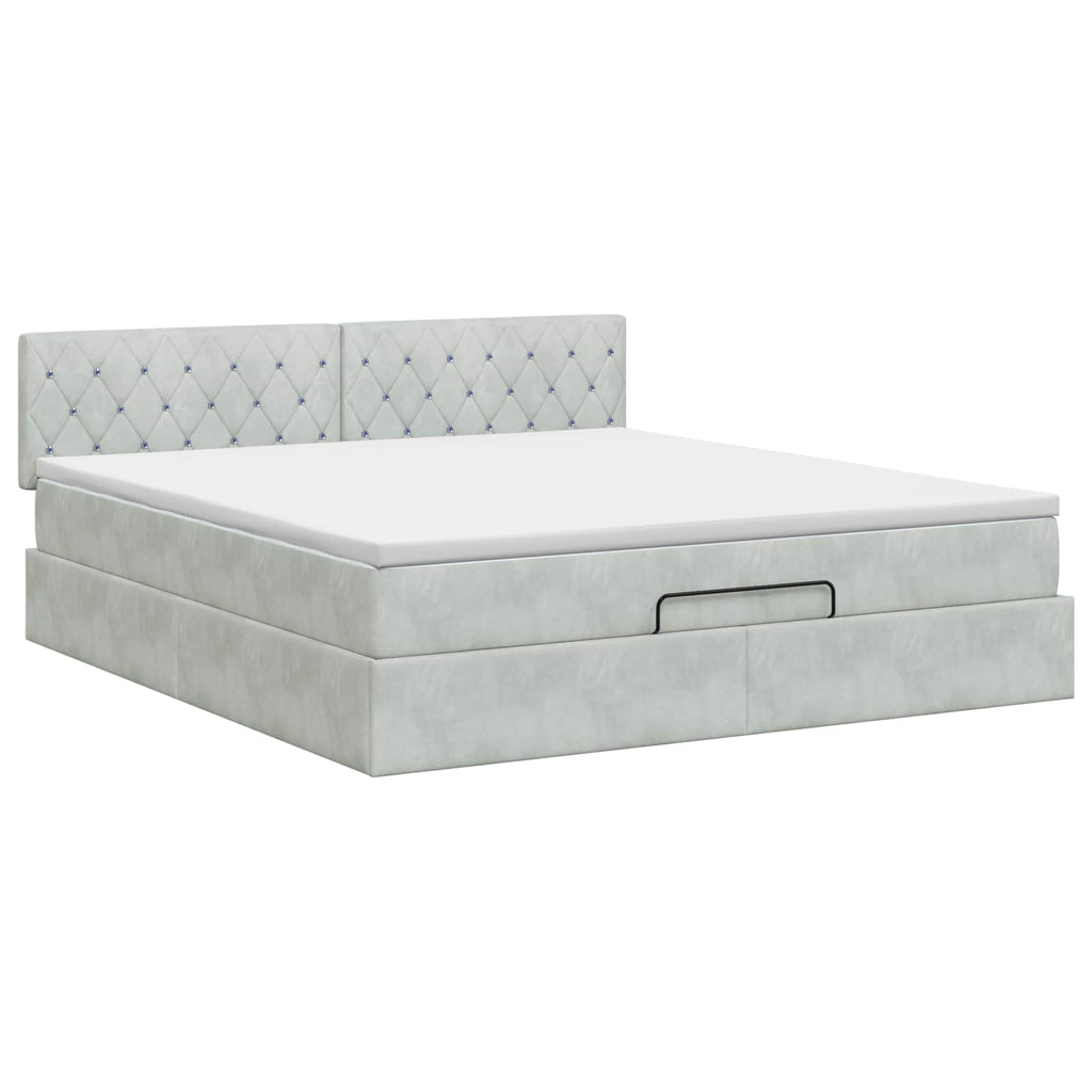 vidaXL Łóżko ottoman z materacem jasnoszary 140 x 200 cm Welur
