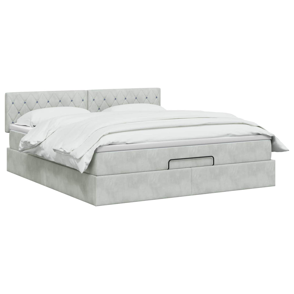 vidaXL Łóżko ottoman z materacem jasnoszary 140 x 200 cm Welur