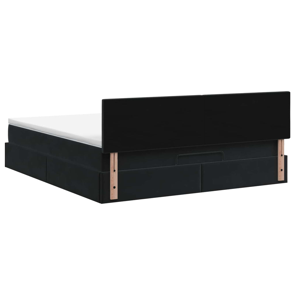 vidaXL Łóżko ottoman z materacem Czarny 140 x 200 cm Welur
