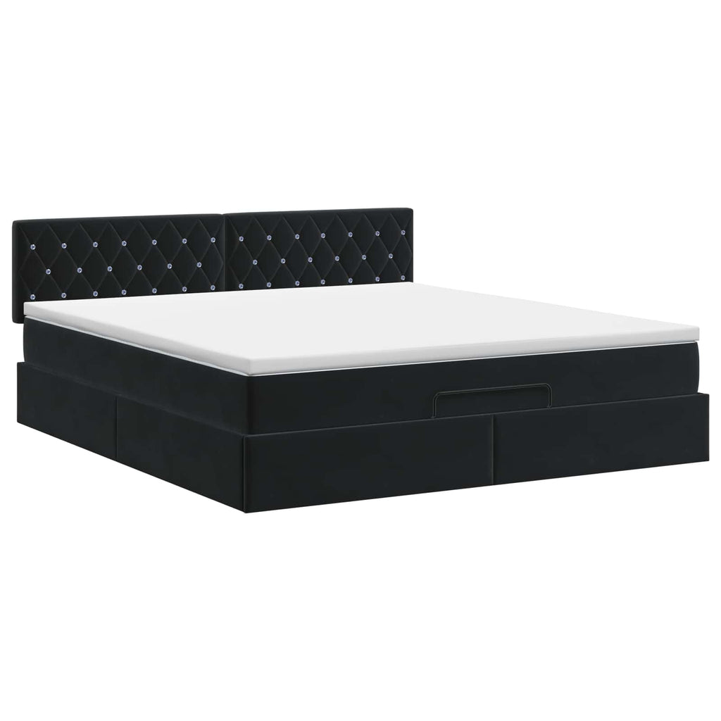 vidaXL Łóżko ottoman z materacem Czarny 180 x 200 cm Welur
