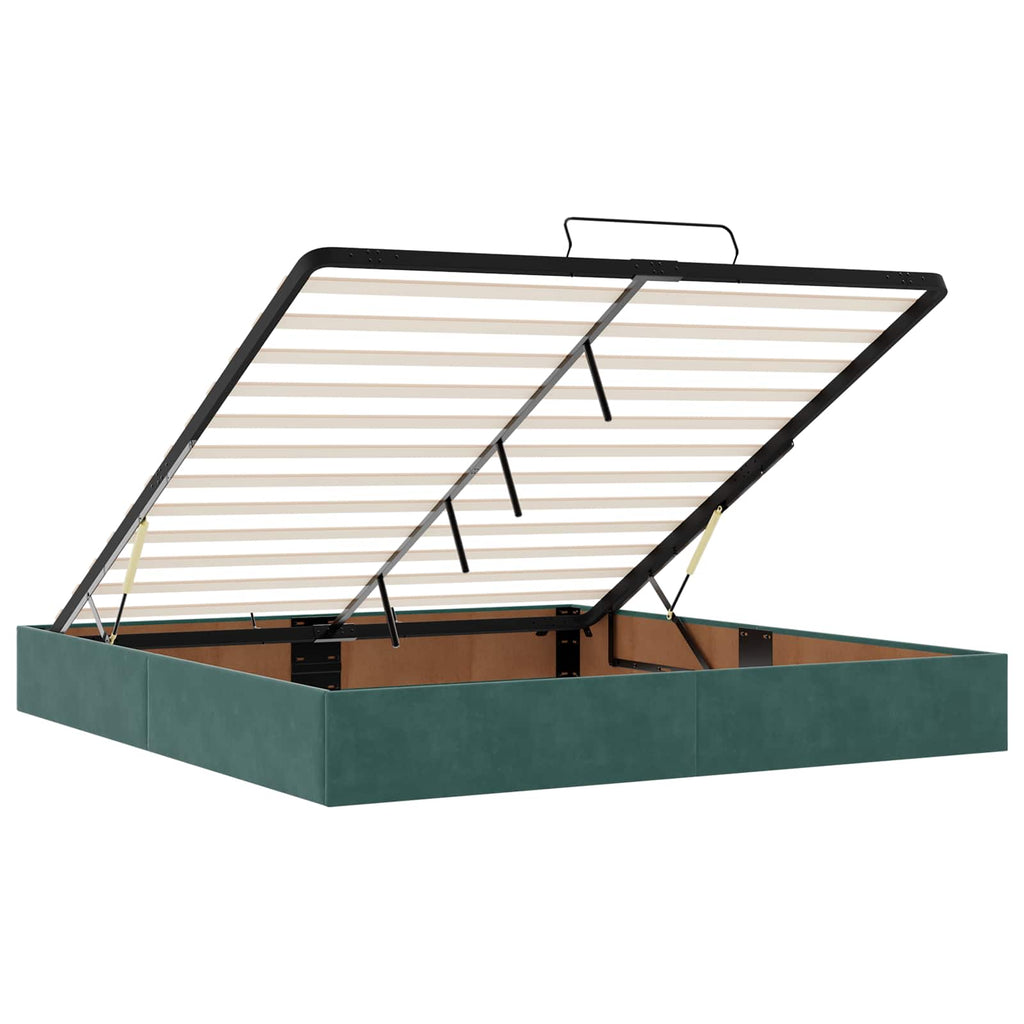 vidaXL Łóżko ottoman z materacem Ciemnozielony 180 x 200 cm Welur