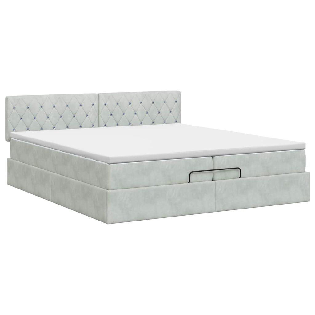 vidaXL Łóżko ottoman z materacem jasnoszary 200 x 200 cm Welur