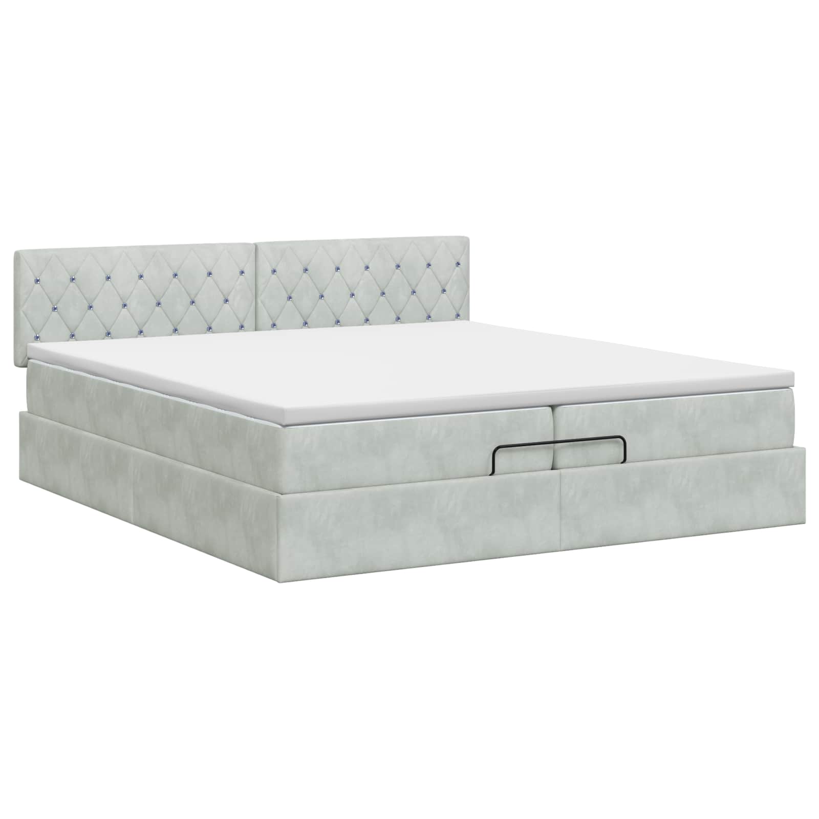 vidaXL Łóżko ottoman z materacem jasnoszary 200 x 200 cm Welur
