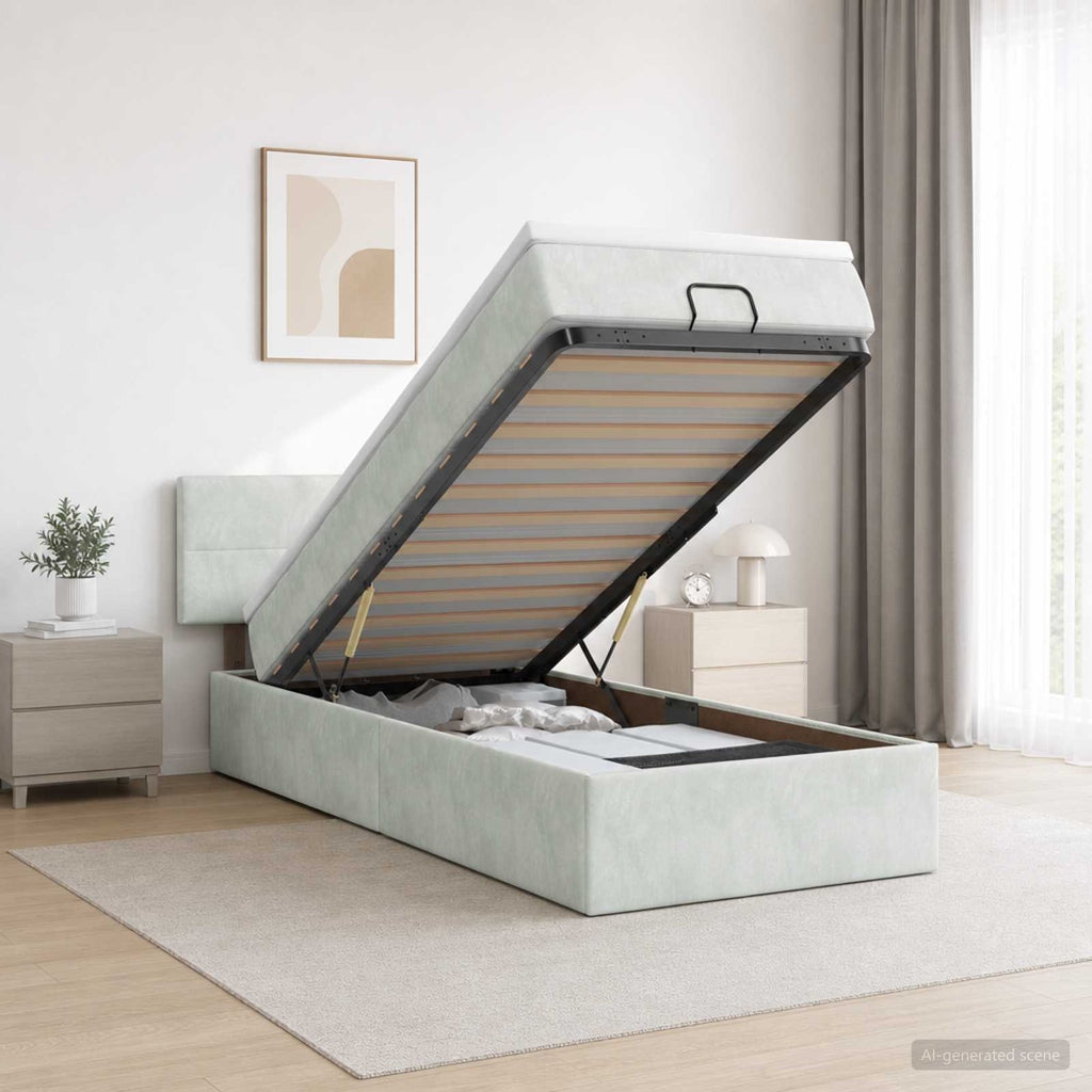 vidaXL Łóżko ottoman z materacem jasnoszary 80 x 200 cm Welur