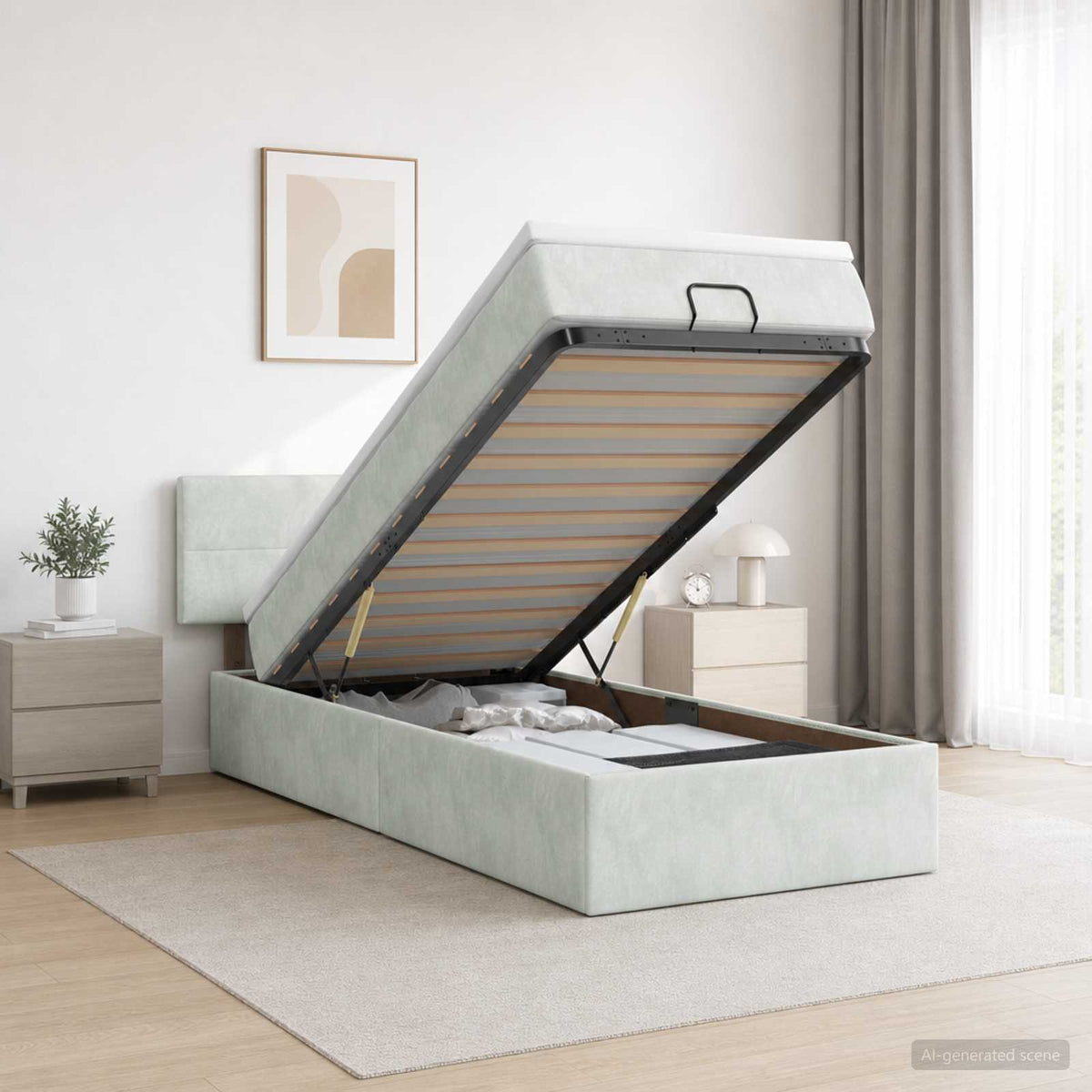 vidaXL Łóżko ottoman z materacem jasnoszary 80 x 200 cm Welur