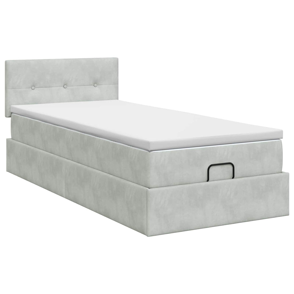vidaXL Łóżko ottoman z materacem jasnoszary 80 x 200 cm Welur