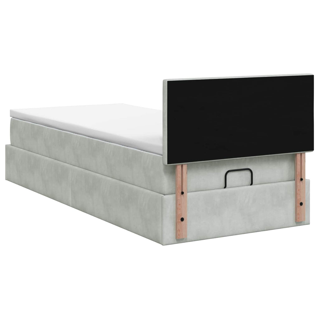 vidaXL Łóżko ottoman z materacem jasnoszary 80 x 200 cm Welur