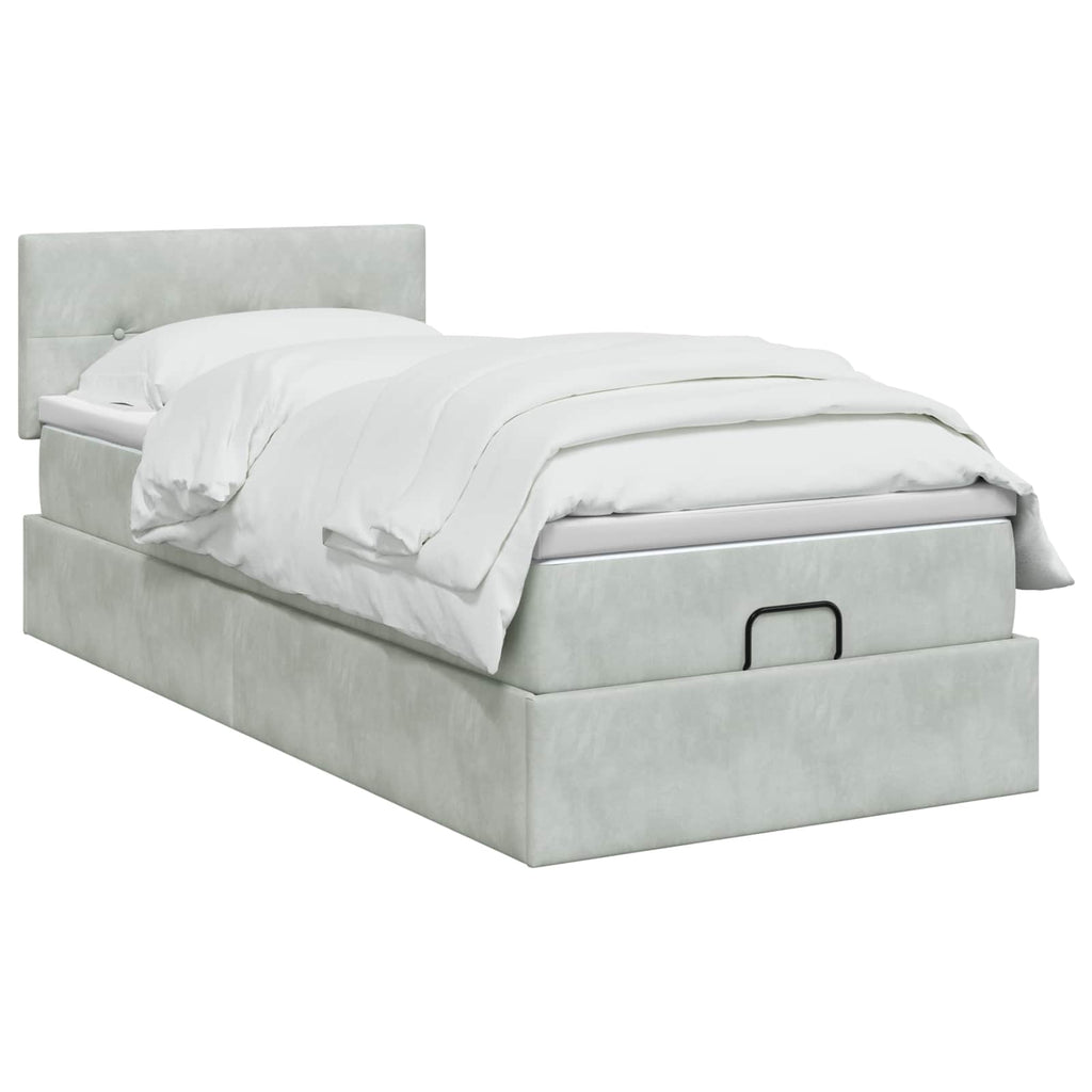 vidaXL Łóżko ottoman z materacem jasnoszary 90 x 200 cm Welur