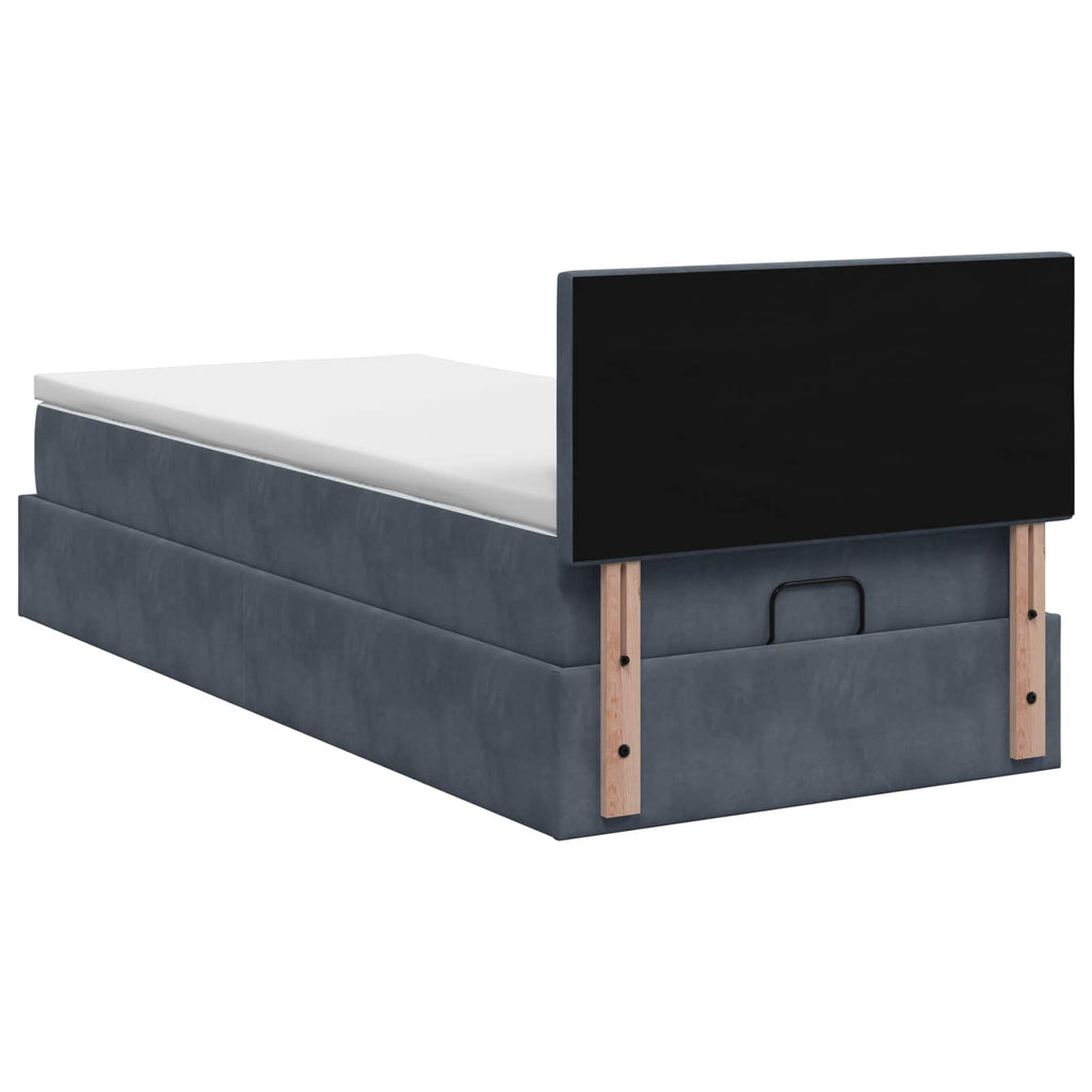 vidaXL Łóżko ottoman z materacem ciemnoszary 90 x 200 cm Welur