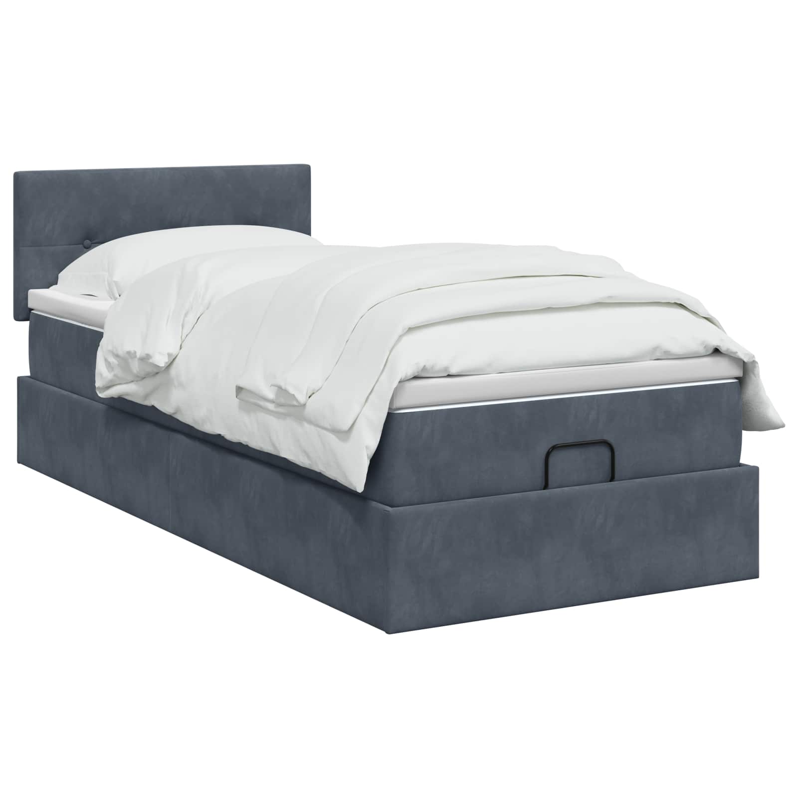 vidaXL Łóżko ottoman z materacem ciemnoszary 90 x 200 cm Welur