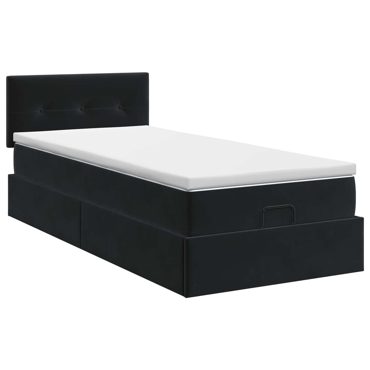 vidaXL Łóżko ottoman z materacem Z zagłówkiem Czarny 90 x 200 cm Welur