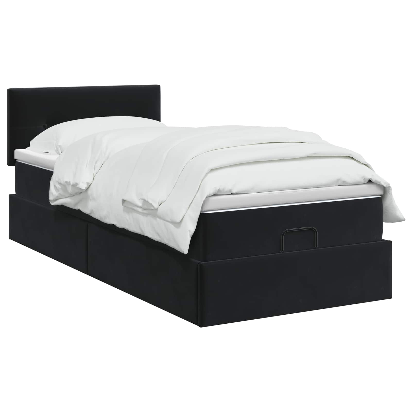 vidaXL Łóżko ottoman z materacem Z zagłówkiem Czarny 90 x 200 cm Welur