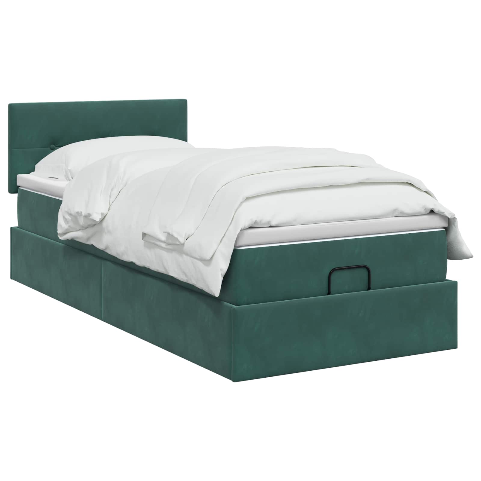 vidaXL Łóżko ottoman z materacem Ciemnozielony 90 x 200 cm Welur
