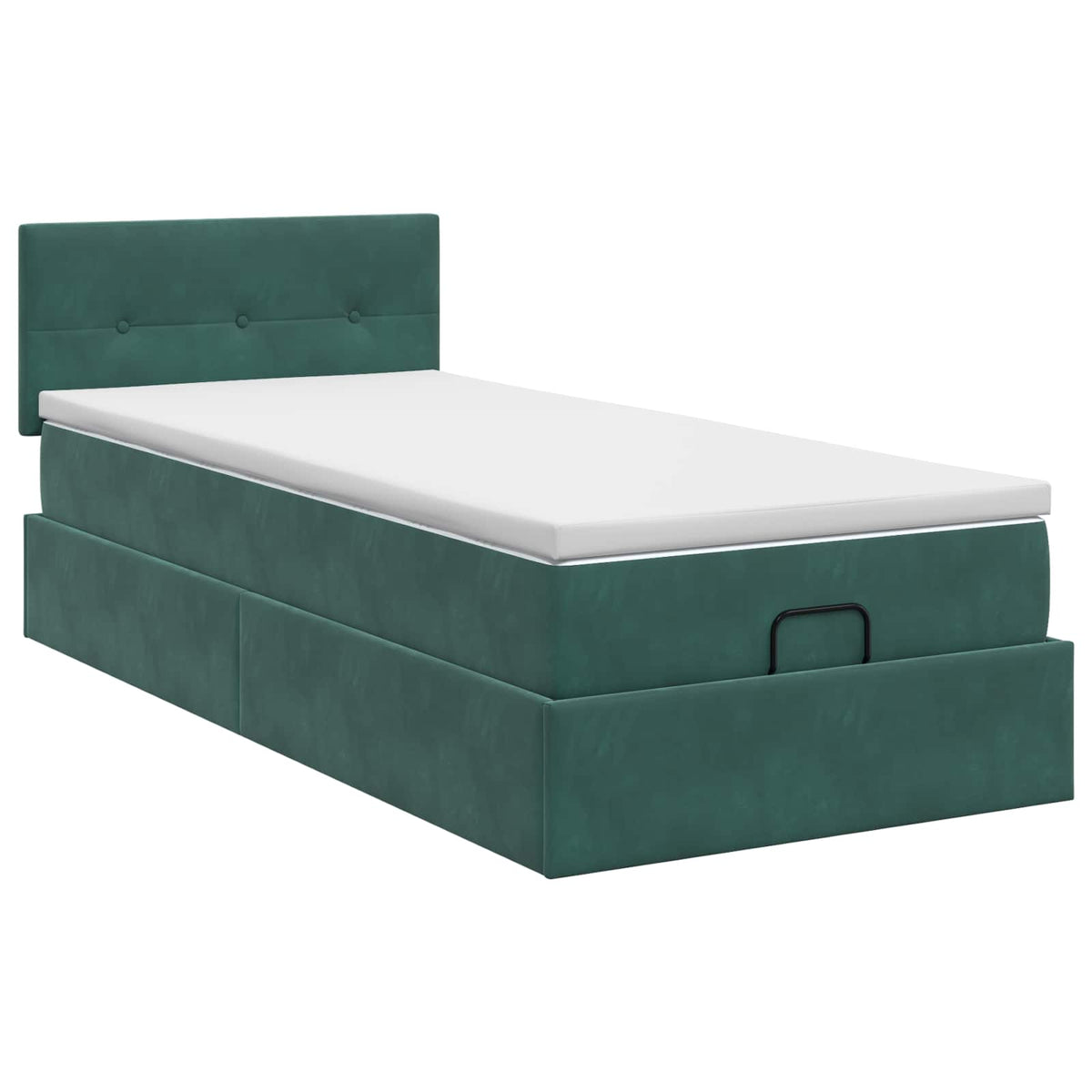 vidaXL Łóżko ottoman z materacem Ciemnozielony 100 x 200 cm Welur
