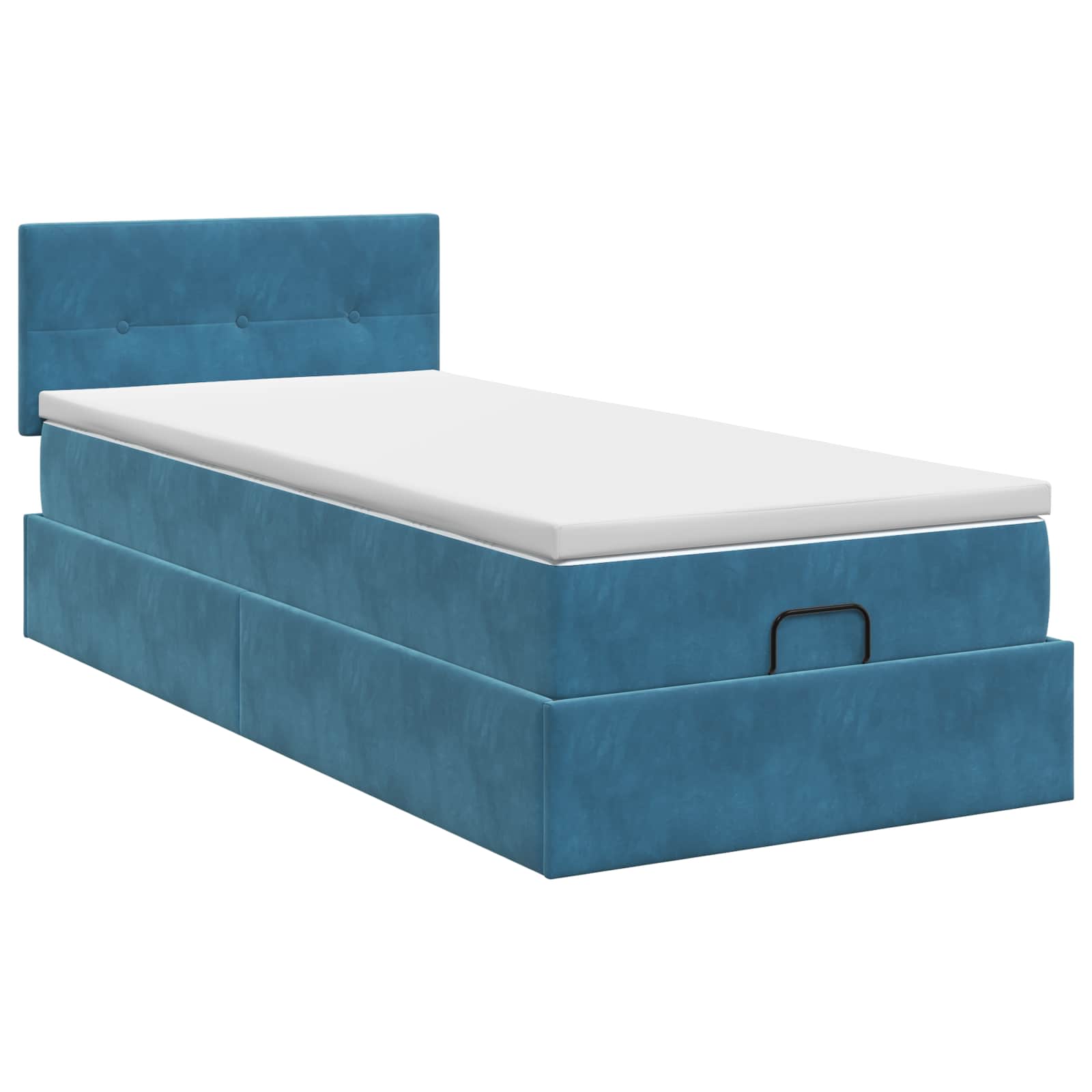 vidaXL Łóżko ottoman z materacem Ciemnoniebieski 100 x 200 cm Welur