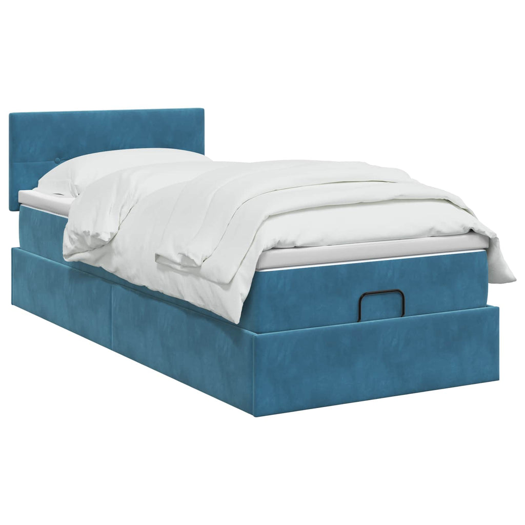 vidaXL Łóżko ottoman z materacem Ciemnoniebieski 100 x 200 cm Welur