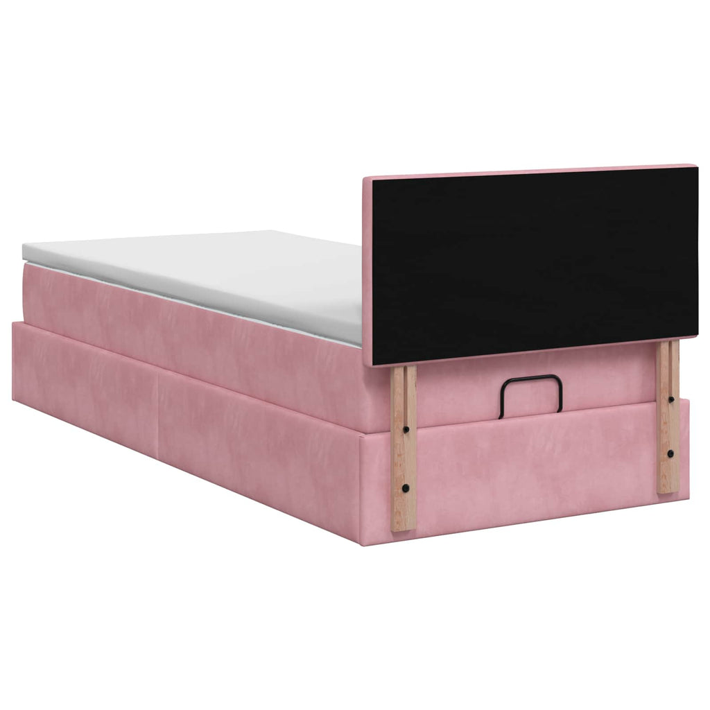 vidaXL Łóżko ottoman z materacem różowy 100 x 200 cm Welur