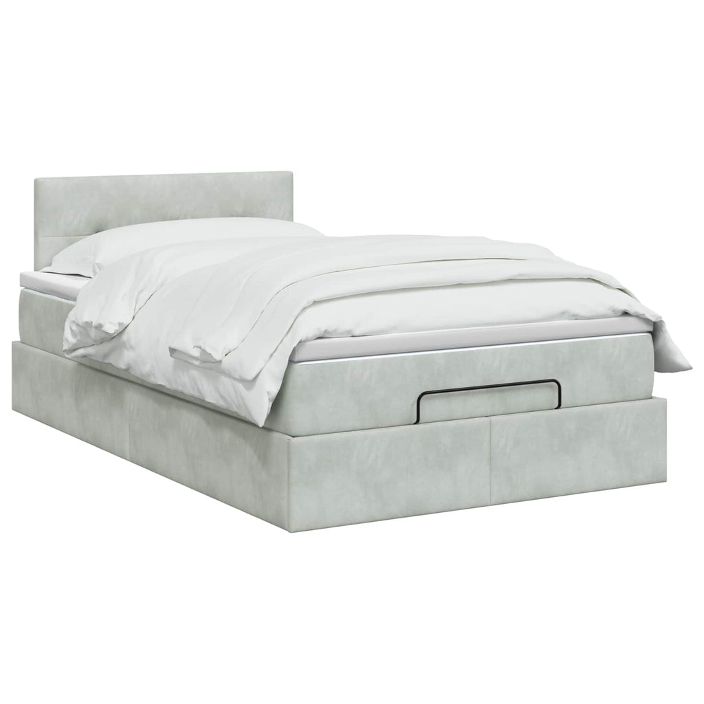 vidaXL Łóżko ottoman z materacem jasnoszary 120 x 190 cm Welur