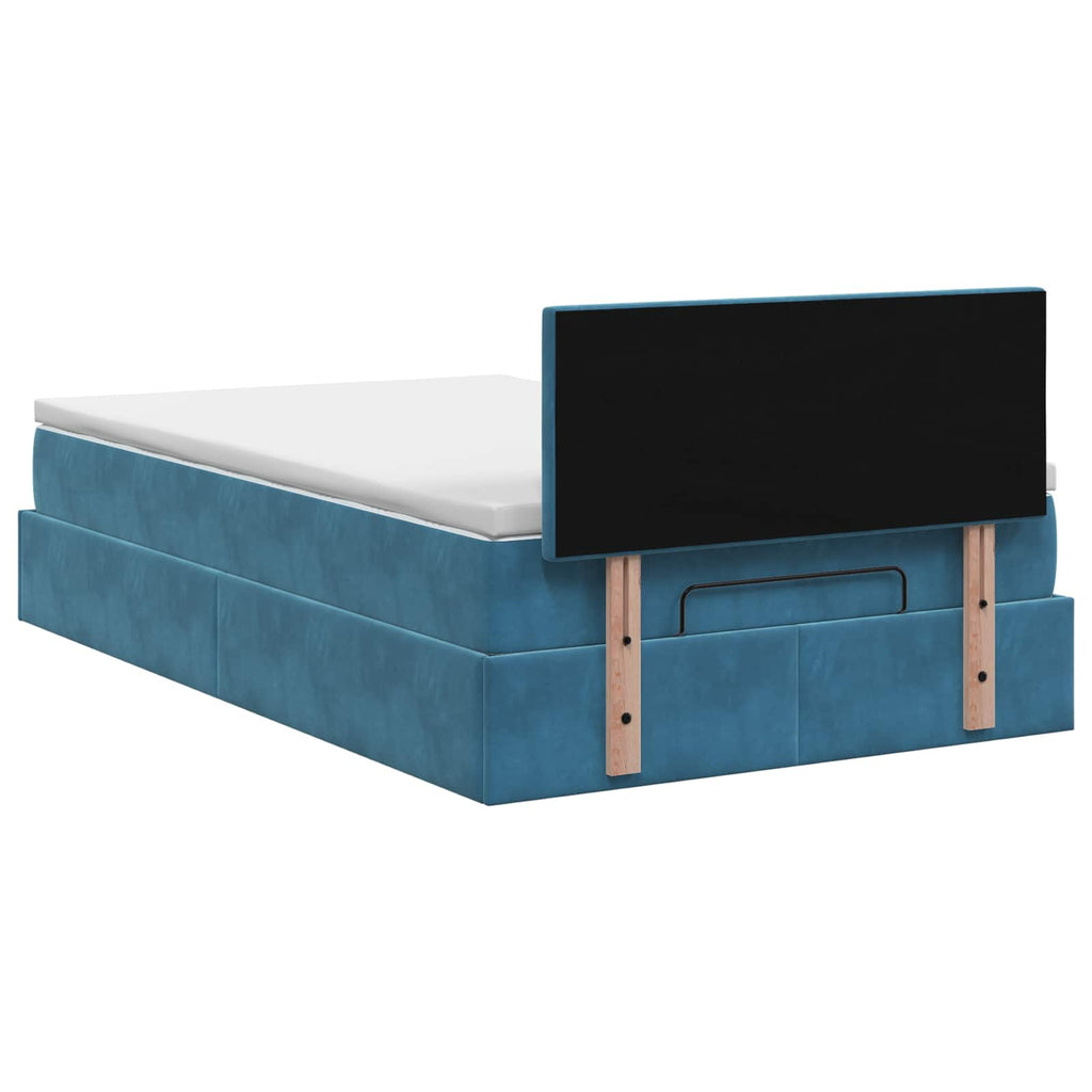 vidaXL Łóżko ottoman z materacem Ciemnoniebieski 120 x 190 cm Welur