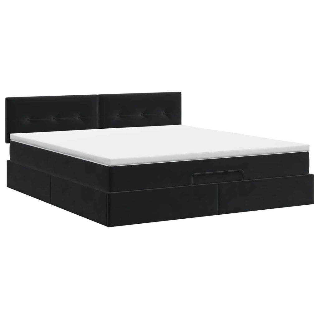 vidaXL Łóżko ottoman z materacem Czarny 160 x 200 cm Welur