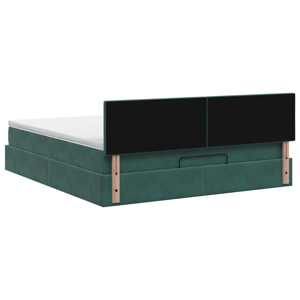 vidaXL Łóżko ottoman z materacem Ciemnozielony 180 x 200 cm Welur