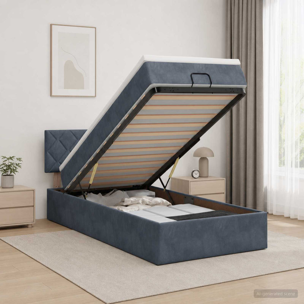 vidaXL Łóżko ottoman z materacem ciemnoszary 100 x 200 cm Welur