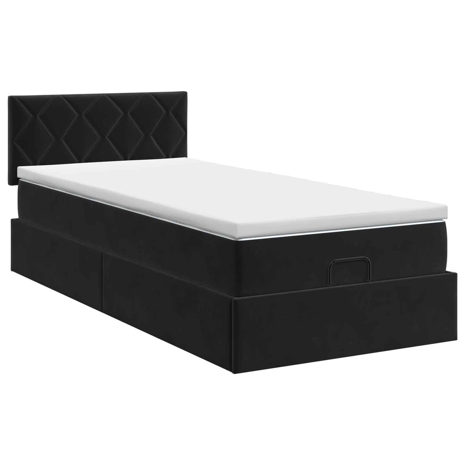vidaXL Łóżko ottoman z materacem Z zagłówkiem Czarny 80 x 200 cm Welur