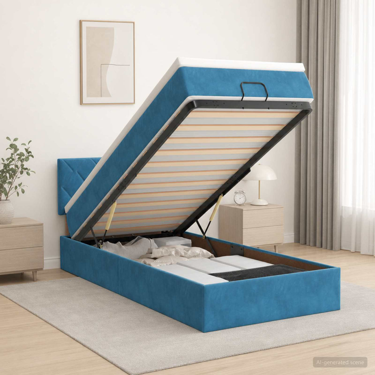 vidaXL Łóżko ottoman z materacem Ciemnoniebieski 80 x 200 cm Welur