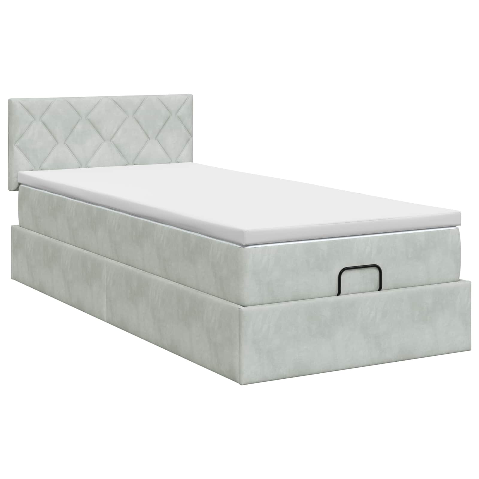 vidaXL Łóżko ottoman z materacem jasnoszary 90 x 190 cm Welur