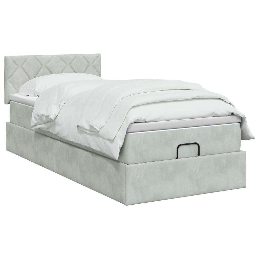 vidaXL Łóżko ottoman z materacem jasnoszary 90 x 190 cm Welur