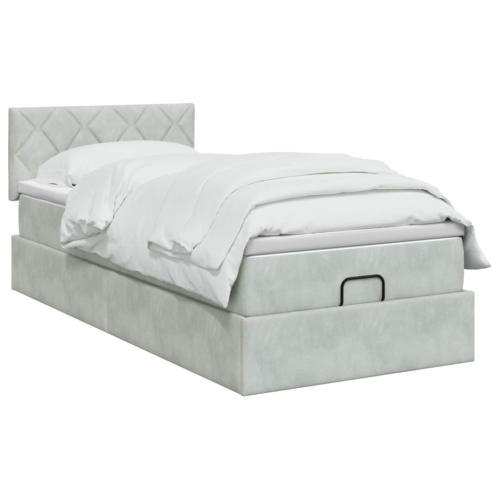 vidaXL Łóżko ottoman z materacem jasnoszary 100 x 200 cm Welur