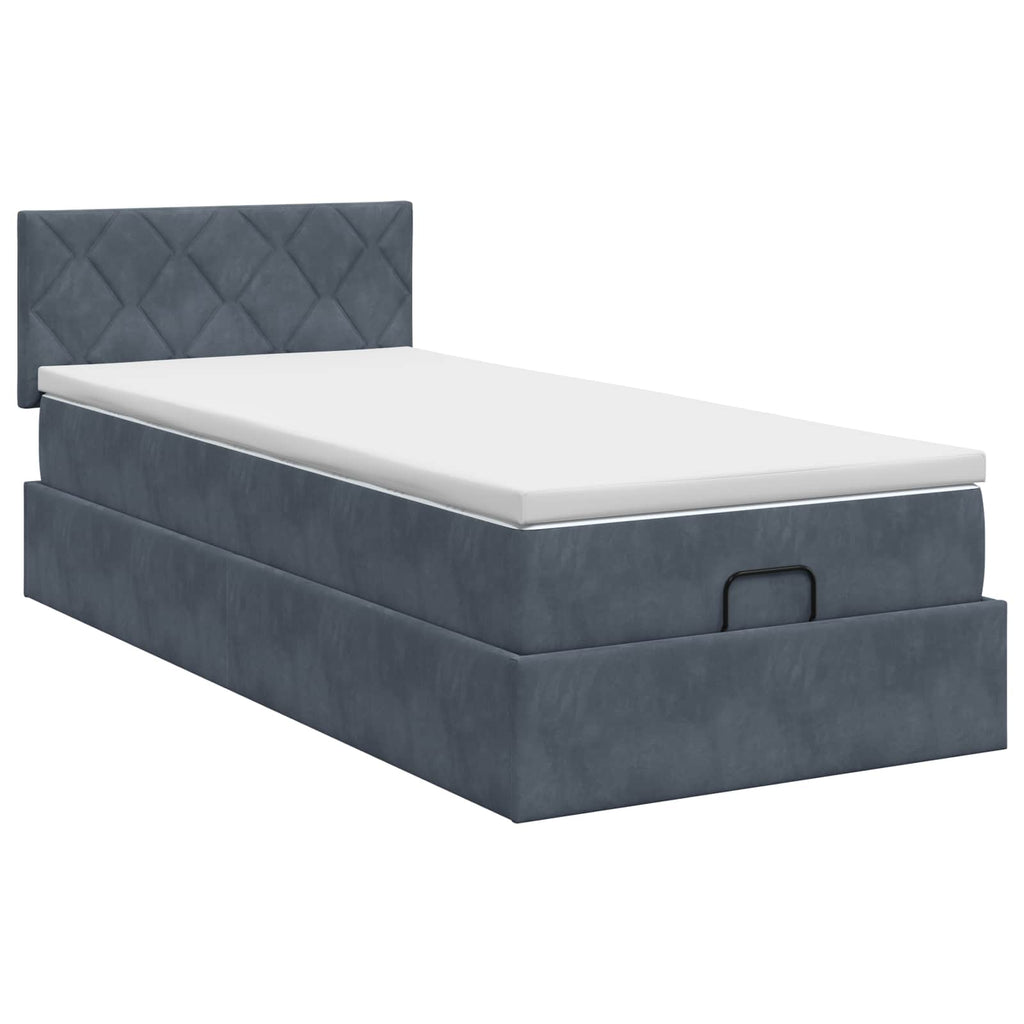 vidaXL Łóżko ottoman z materacem ciemnoszary 100 x 200 cm Welur