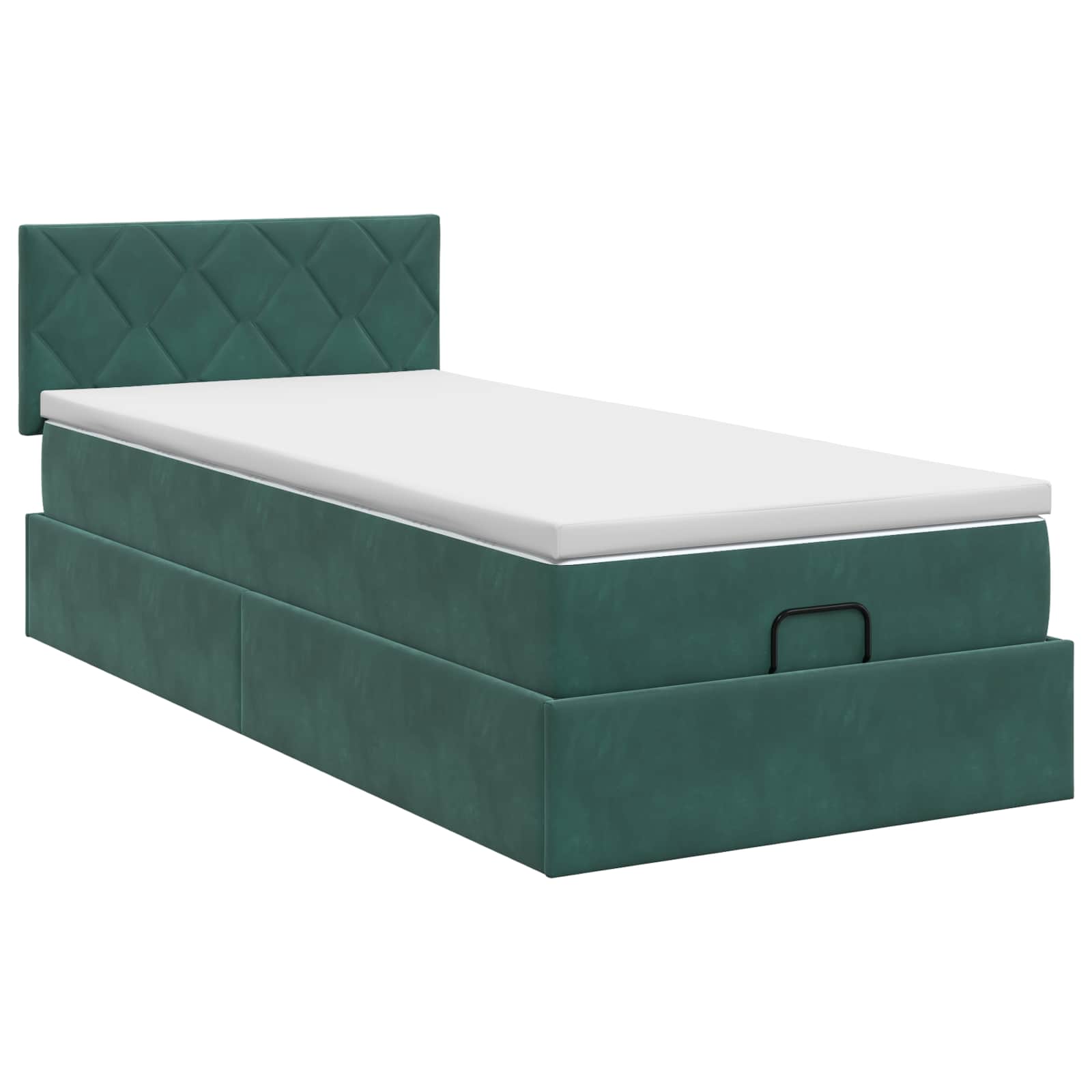 vidaXL Łóżko ottoman z materacem Ciemnozielony 100 x 200 cm Welur