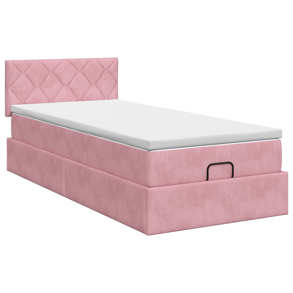 vidaXL Łóżko ottoman z materacem różowy 100 x 200 cm Welur