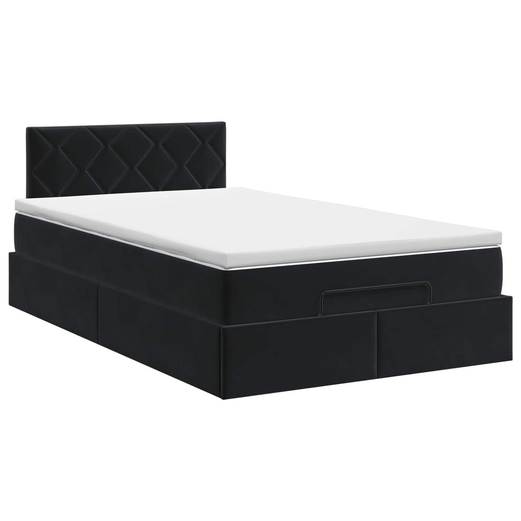 vidaXL Łóżko ottoman z materacem Czarny 120 x 190 cm Welur