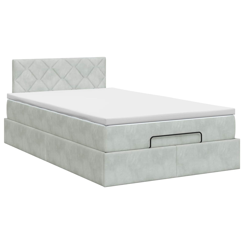 vidaXL Łóżko ottoman z materacem jasnoszary 120 x 200 cm Welur