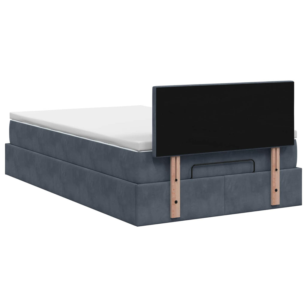 vidaXL Łóżko ottoman z materacem ciemnoszary 120 x 200 cm Welur